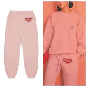Cherry LA Valentine’s Day Sweatpants (Sz M) Limited Edition Fleece Blush Pink